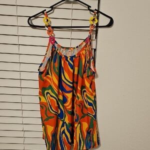 Colorful Abstract Print Tank Top Size Xl.
